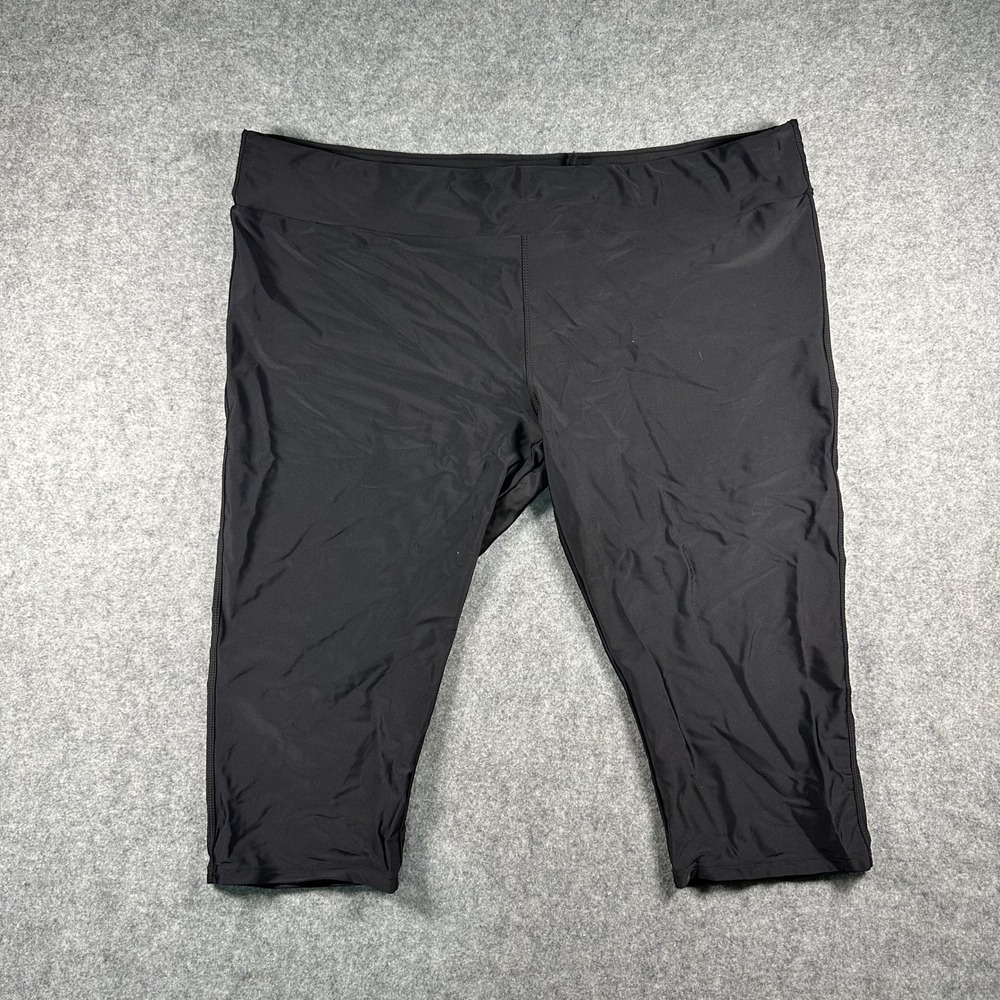 Septangle Plus Size Swim Capris 24W Black Nylon Spandex Modest Swimwear